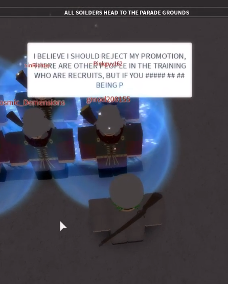 Veteran gmod200155 who had been a personal friend of Aleczaender's since 2015, declining his promotion to offer it up to fellow recruits, referencing when Aleczaender gave up his promotion in 2016 to Masterfighter in German Forces 1940's