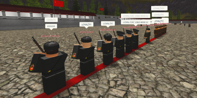 Koreans chanting ‘Loyalty’ as Supreme Leader Arcadius speaks.