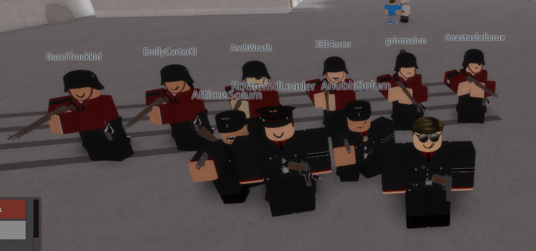 Inacius posing with his elite stormtroopers and party loyalists
