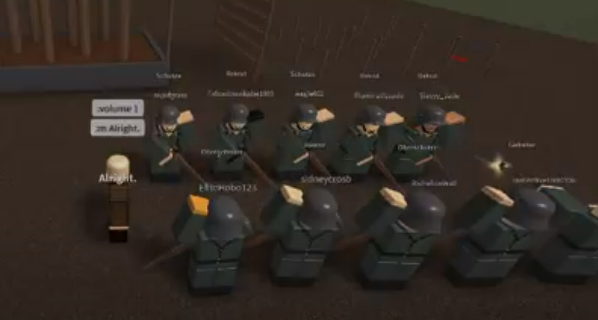 Partei member VonClaus holding a training at Trainingslanger Grafenwaher, his men performing the "Kaiser Salute Formation"