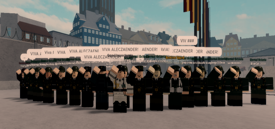 Octavian soldiers demonstrating an act of loyalty to Aleczaender following a training