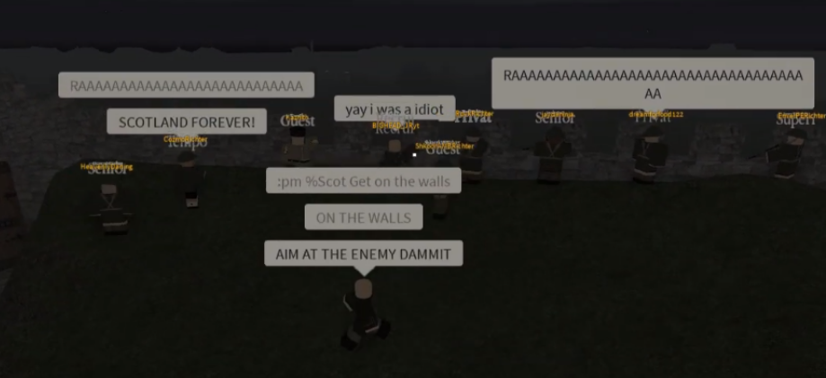 Scottish soldiers defending the walls of Scotland against the Turkish invaders led by Richard<em>Schwaz