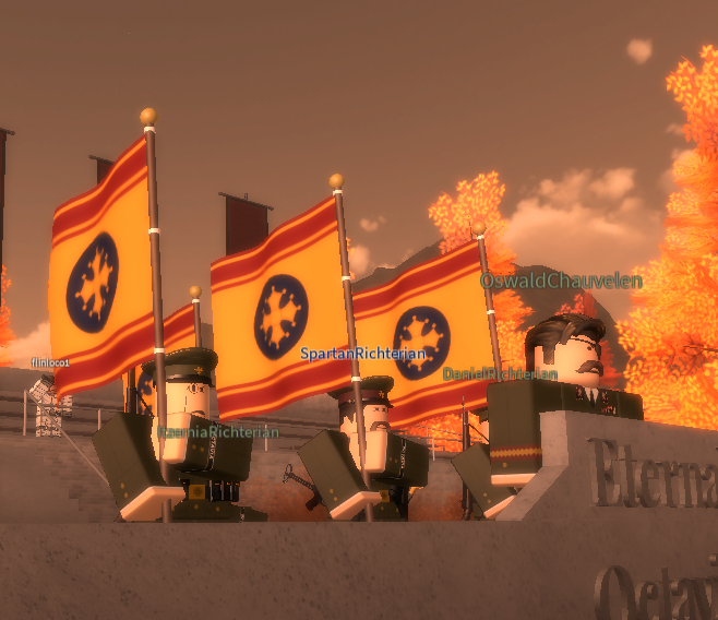 Grand Marshal Oswald rallying with his Generals, from left to right AlfredRichterian, SpartanRichterian and DanielRichterian, following his victory over the Alemannic Realm