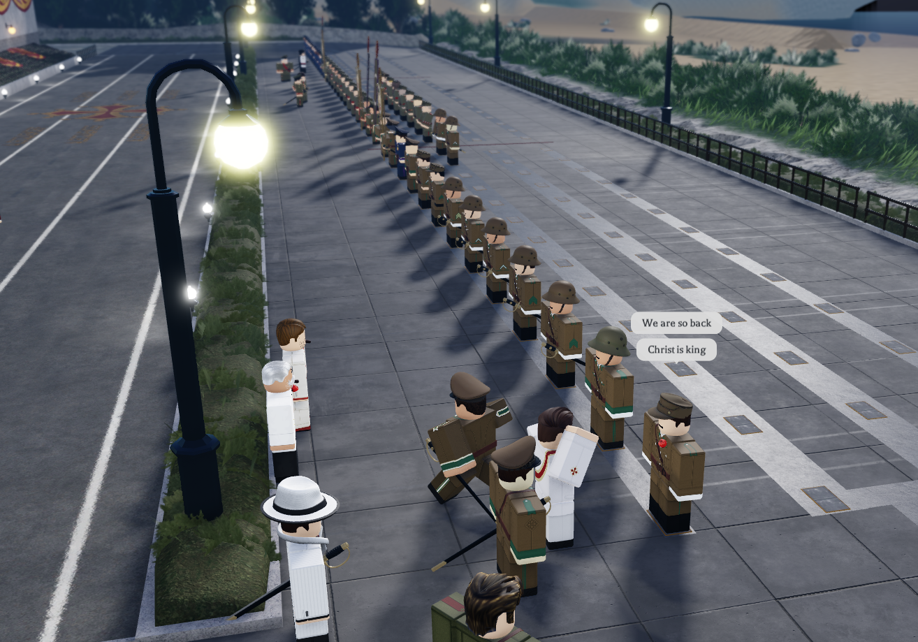 Aleczaender performing an inspection of all three Octavian branches following his return